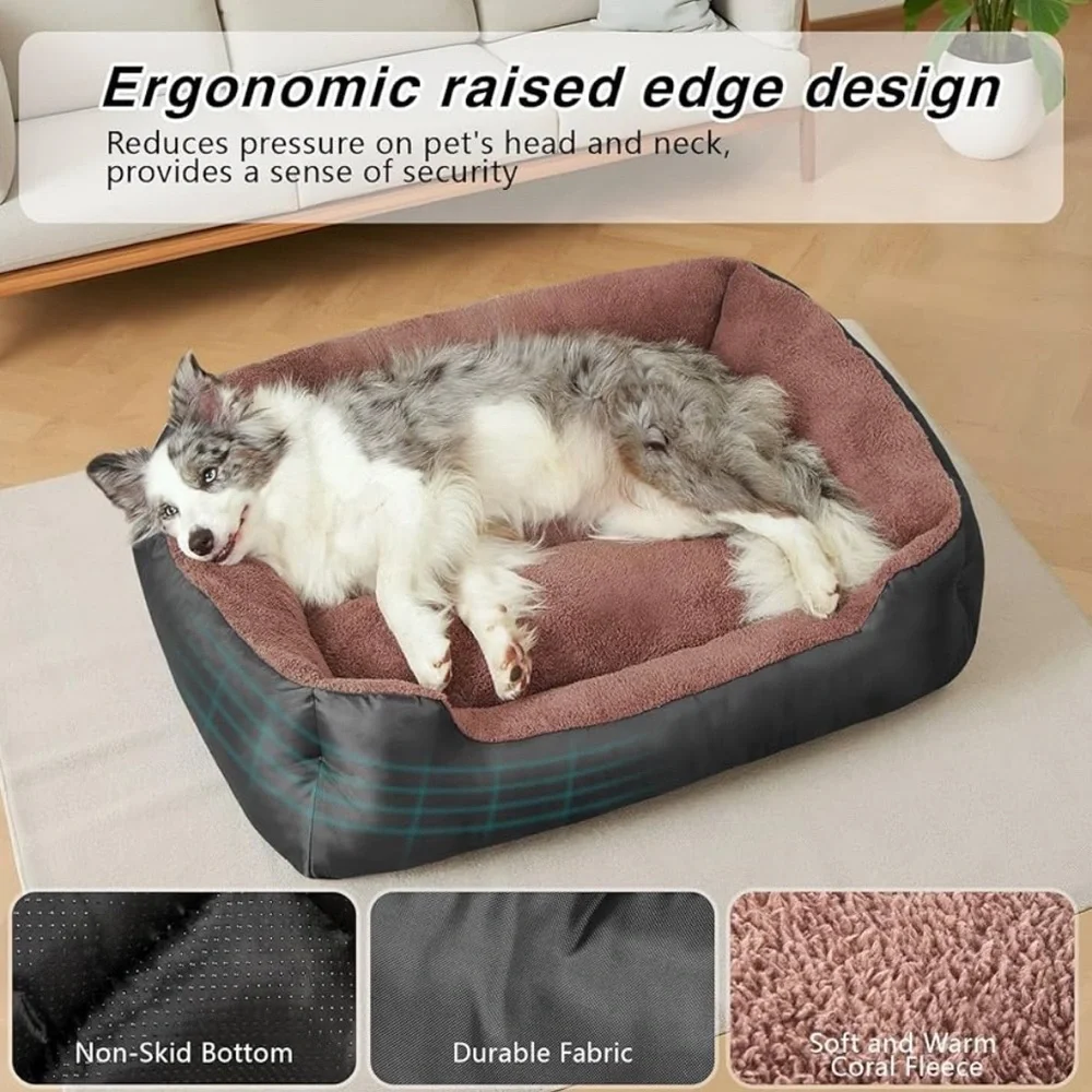 XL Dog Bed for Large Dogs – Soft Calming Washable Black and Brown(New)